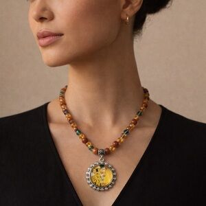 TERRA GEMMS Signature Goldstone & Art Glass Pendant Necklace